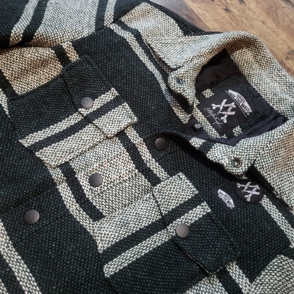 Vans Anthony Van Engelen Men's Green and Gray Blanket Button Down Jacket Size M - Picture 4 of 12